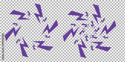 Color Thunder, white background. Confrontation image illustration of thunder bolt. Flat illustration simple Vector. Template for comic. Neon color. Style of competition design template without text.