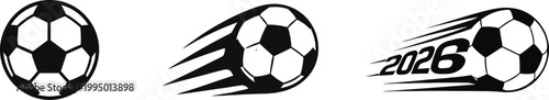 Dynamic Soccer Ball with Speed Motion - Football Tournament 2026 Vector Illustration Set