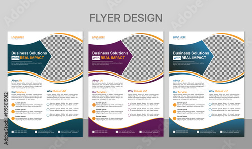 Multiple color variation business flyer template layout design, corporate eye-catching flyer editable template layout, minimal business magazine A4 template flyer design.