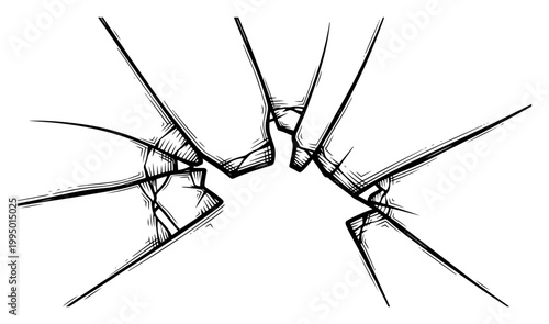 Cracked Glass Texture Background Shattered Surface Effect Broken Window Hole Silhouette Illustration