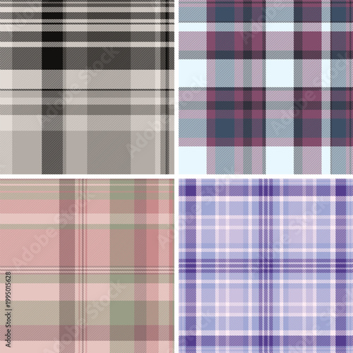Traditional plaid motif adapted for home decor. Suitable curtains, pillows, blankets, upholstery concepts. Seamless vector design repeats without visible breaks.