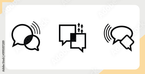 Communication and speech bubble icons, symbols for dialogue and connection