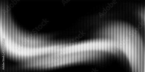 A striking abstract image featuring monochrome wave patterns with dynamic gradient lines. The design creates a sense of movement and depth on a dark background.