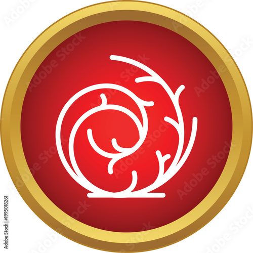 Tumbleweed icon in a red circle with gold border, symbolizing dryness and desert