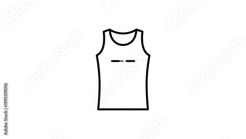 Minimalist racerback tank top with thin shoulder straps and horizontal waistline detail Vector