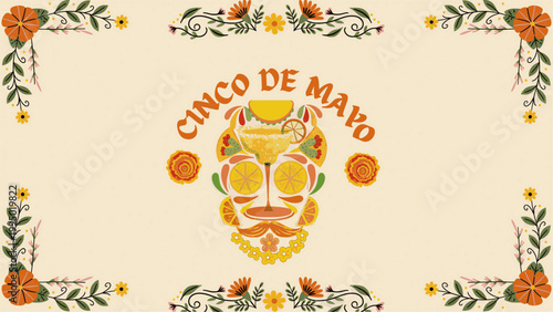 Cinco De Mayo poster design Marketing, invitation template with copy space for your holiday celebration at bar, restaurant, nightclub or other venue. vector clipart for textile, cover, scrapbook print