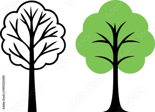 Minimal Tree Set Nature Vector Illustration