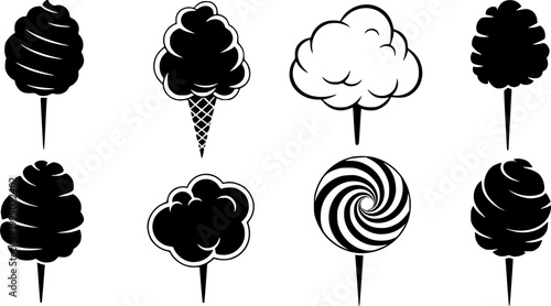 Cotton Candy icon collection. Vector design pack vector silhouette illustration isolated on white background.