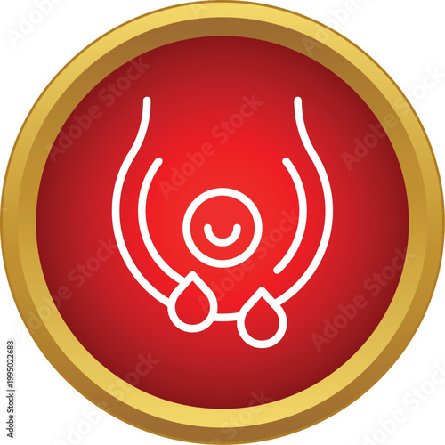 Breast cancer awareness icon representing palpation and self examination