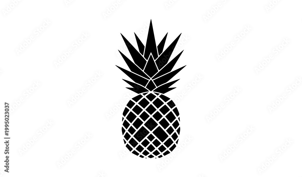 Obraz premium SEO Title Minimal black pineapple silhouette tropical vector icon modern fruit graphic design isolated