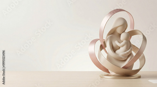 Mother and child abstract sculpture symbolizing love and motherhood