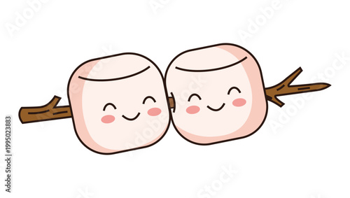 Marshmallow Love Icon On Transparent Background, marshmallow, cute marshmallow, cartoon marshmallow, food icon, love icon, sweet food, smiling marshmallow, marshmallow stick, twig stick, heart element