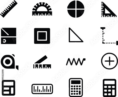 measurement vector icons geometry instruments for education design