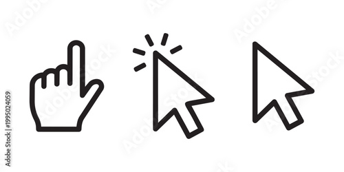 Cursor icons hand click and arrow digital interaction symbols