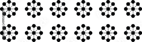network diagram set twelve schematic graph topology vector icons
