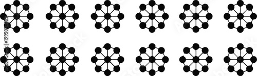 network structures twelve circular polygonal node connection diagrams