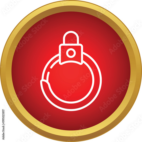 Handcuff outline icon on a red circle symbolizing law enforcement and security