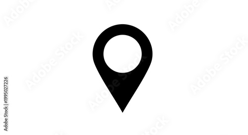 Simple black map marker icon on a plain white background