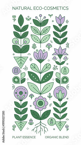 Natural Eco-Cosmetics Plant Essence Organic Blend Illustration