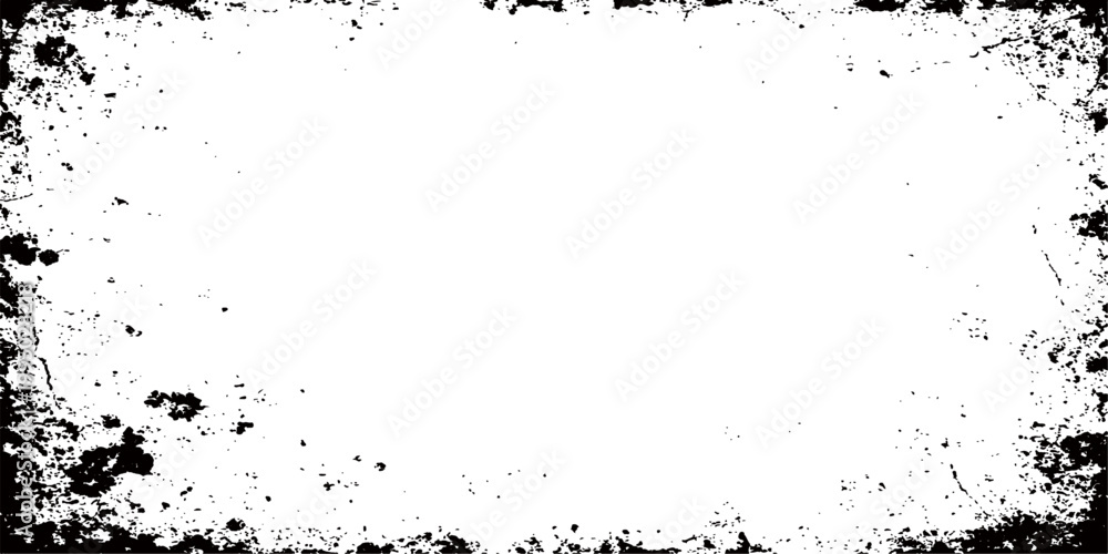 Fototapeta premium An abstract black ink grunge frame design featuring a textured paint splash and liquid splatter pattern on a dirty paper background vector illustration