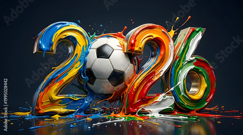 2026 soccer ball with colorful confetti world cup football 2026, world cup football, fifa world cup, fifa world cup 2026	