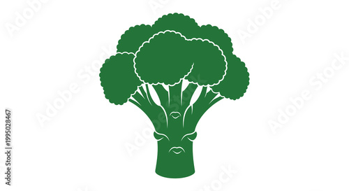 A simple green illustration of a fresh broccoli floret