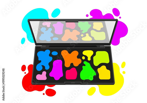 Colorful Cosmetic Palette Makeup Collection Vector Graphic Art