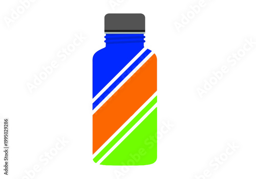 A vibrant vector illustration of a sleek, modern bottle with colorful diagonal stripes, perfect for health and wellness branding