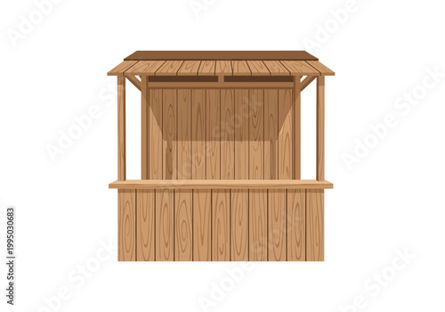 Wooden stall with flowers vector illustration for marketplaces and events, a charming outdoor stand