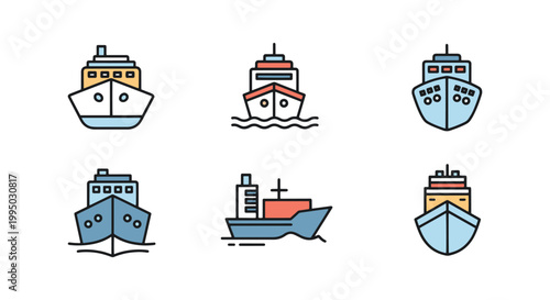 Shipping Boat Line art vector abstract color shapes