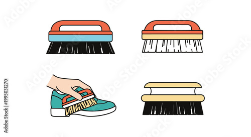 Shoe Brush Line art vector simple abstract color