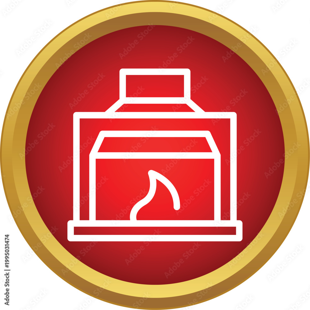 Obraz premium Fireplace icon showing a burning flame inside a hearth, representing home heating and comfort
