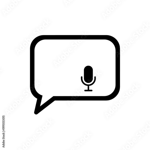 Speech bubble with microphone icon, voice message and audio communication.