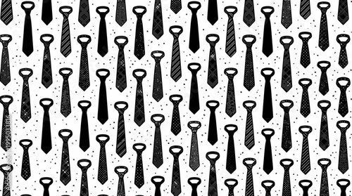 "Necktie Pattern Vector Illustration | Black and White Tie Designs with Stripes and Dots | Fashion Textile Vector Graphic for Logo, Icon, Apparel, and Creative Projects"