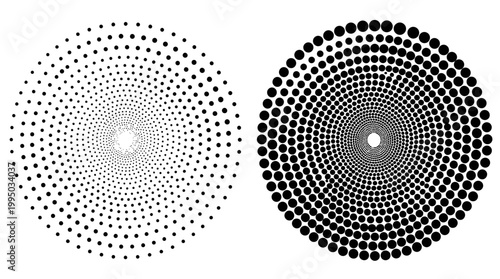 "Concentric Dot Circles Vector Illustration | Optical Art Black and White Radial Pattern | Abstract Vector Graphic for Logo, Icon, Decoration, and Creative Design Projects"