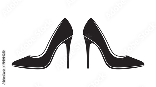 "High Heels Vector Silhouette | Elegant Black Stiletto Shoes with Ankle Straps | Fashion Footwear Vector Graphic for Logo, Icon, Apparel Design, and Stylish Projects"