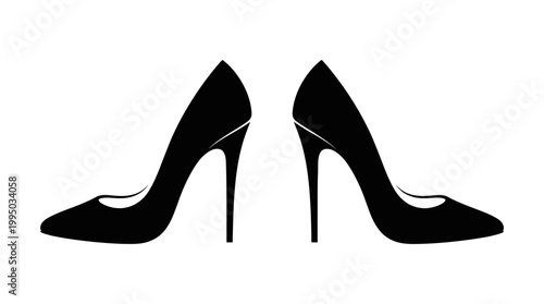 "High Heels Vector Silhouette | Elegant Black Stiletto Shoes with Ankle Straps | Fashion Footwear Vector Graphic for Logo, Icon, Apparel Design, and Stylish Projects"