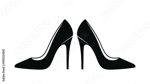 "High Heels Vector Silhouette | Elegant Black Stiletto Shoes with Ankle Straps | Fashion Footwear Vector Graphic for Logo, Icon, Apparel Design, and Stylish Projects"