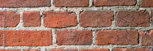 Foto Panorama of old Victorian red brick wall  for use as a background texture