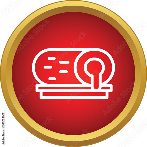 Molten metal pouring from a ladle into a production mold creating an industrial flat icon