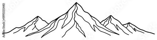 Mountain Range Peaks Landscape in Continuous Line Art Style