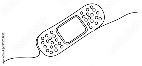 Adhesive Medical Bandage Plaster in Continuous Line Art Style