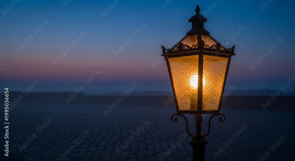Obraz premium Vintage Street Lamp at Twilight with Copy Space