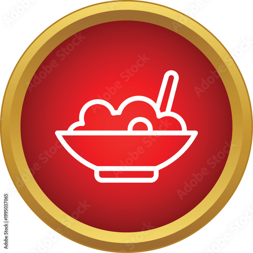 Simple flat line icon showing a bowl of oatmeal with a spoon