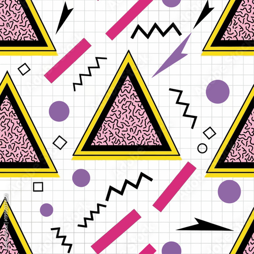 Vibrant geometric pattern featuring triangles and shapes in purple, pink, and black on white background with ef1eb3b1-5eed-4f7f-8498-a1d05e40ce67.ai reference