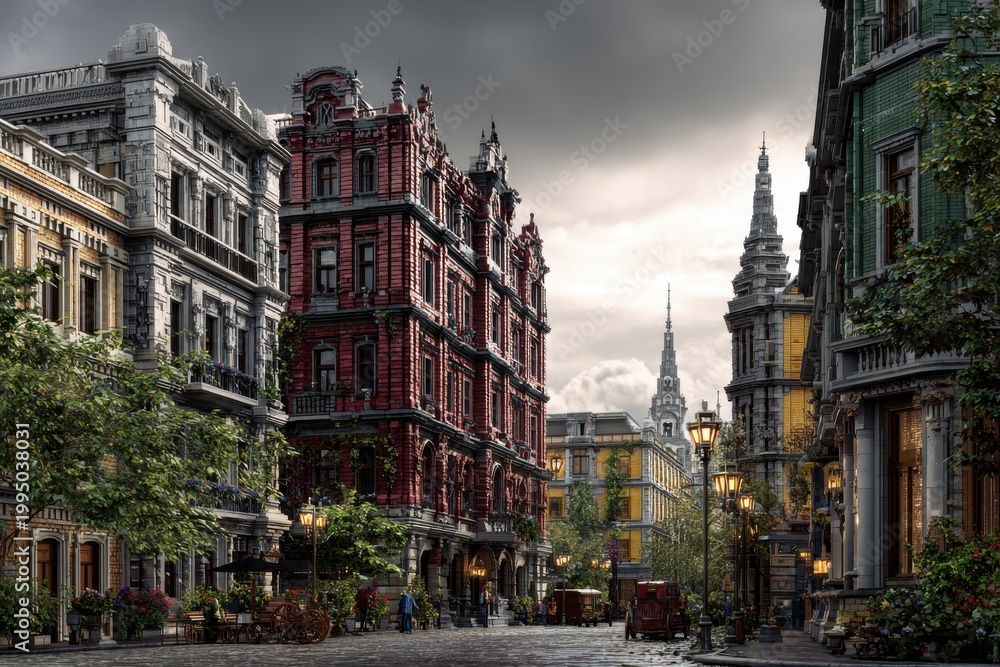 Naklejka premium Cityscape and City Streets with Architectural Diversity.