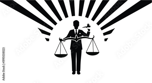lawyer justice scale and gavel silhouette