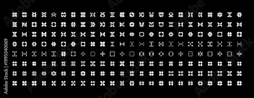 Mega geometric logo design collection. Minimal graphic elements for visual identity. Abstract shapes in a modern style.