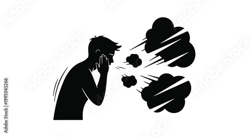 man shouting on phone with anger speech bubbles