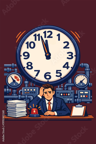 Production Deadline Pressure Concept with Factory Operations Manager and Time Constraint Visualization